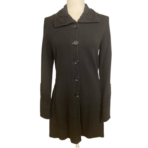 Soft Surroundings Long Cotton Duster Cardigan Shacket Size Medium Embroidered - Picture 1 of 10